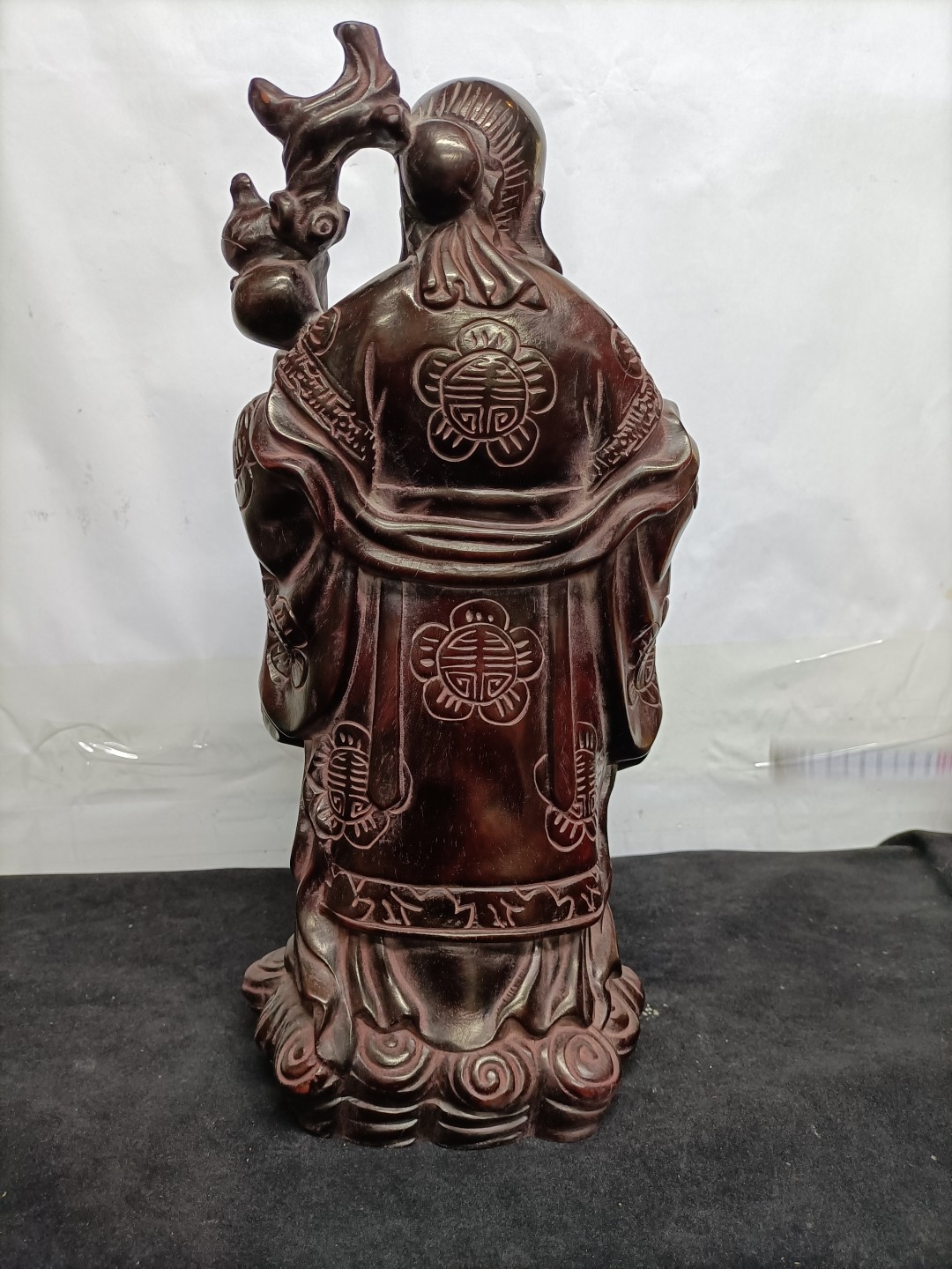 旧藏民国晚清印度小叶紫檀木雕寿星公摆件