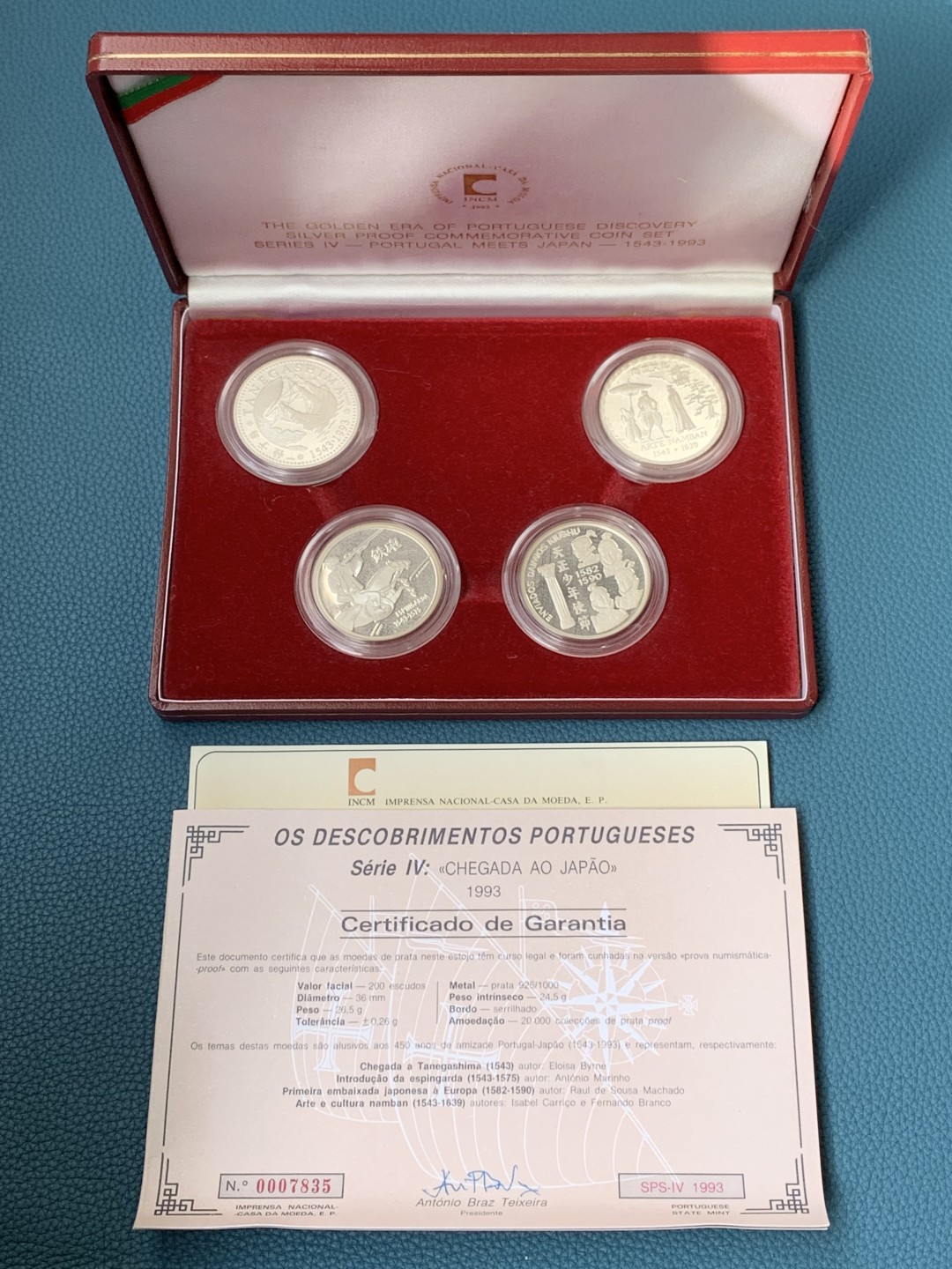《竞宝斋》第154场-周日，周一，周四 3场 (全场包邮) 葡萄牙1993年 发现新大陆系列第四套 发现日本 四枚套一组精制大银币 24.5g/枚 925银