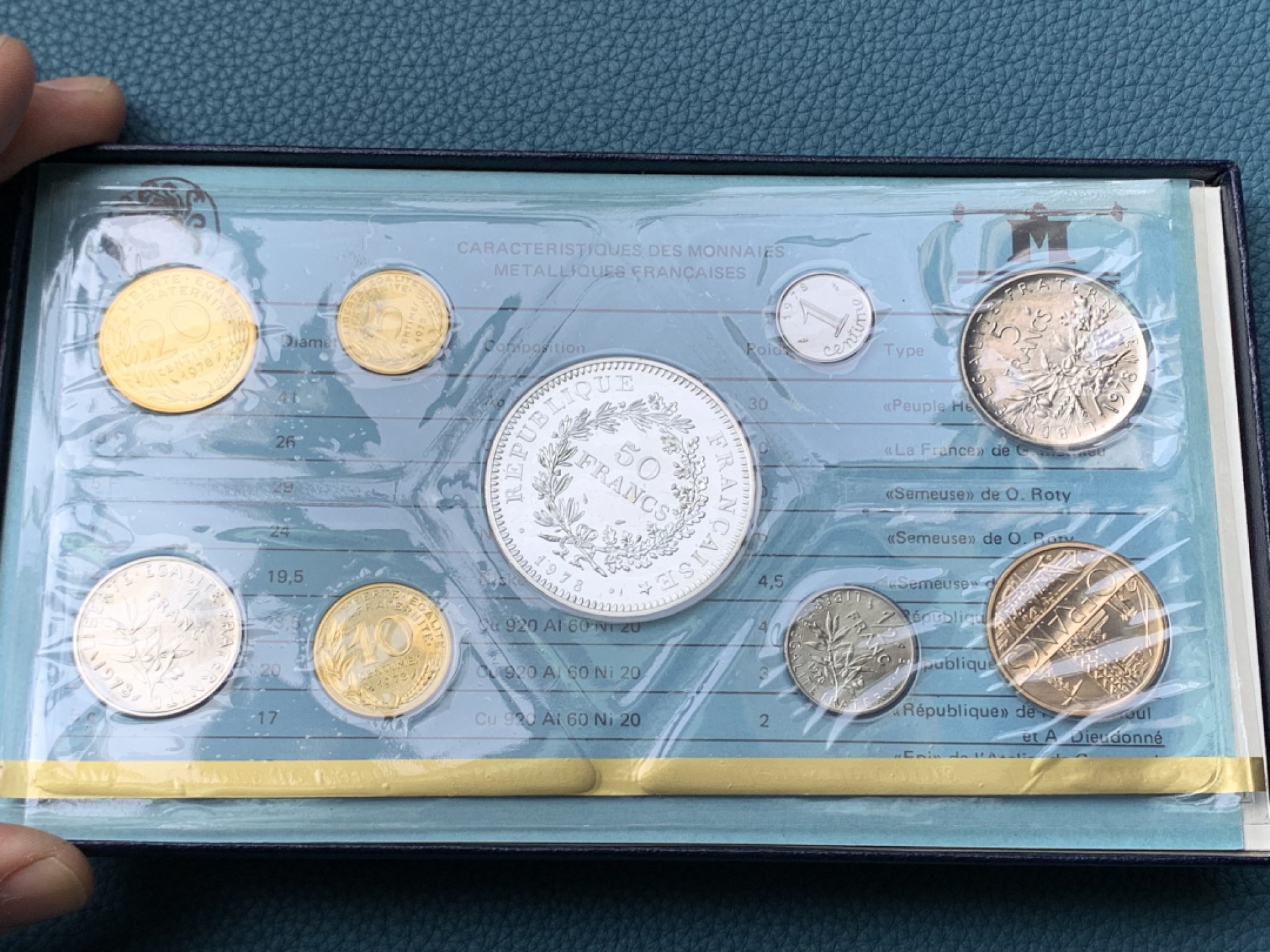 《竞宝斋》第154场-周日，周一，周四 3场 (全场包邮) 法国1978年 九枚套 大力神50法郎套币 造币厂封装状态一流