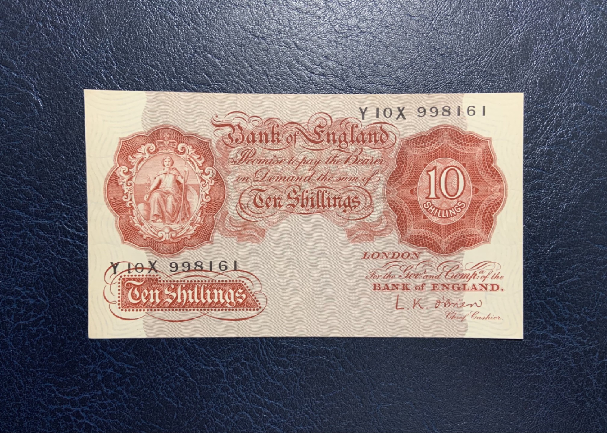 收藏联盟Quantum Auction 第250期拍卖  英国1950-55年10先令 非全新 品相如图 倒置号