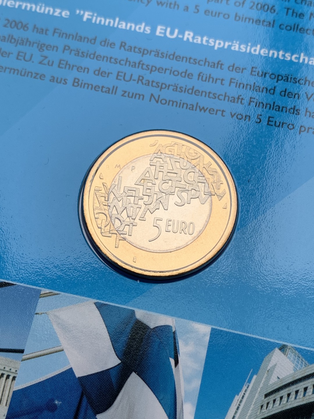 《竞宝斋》第154场-周日，周一，周四 3场 (全场包邮) 芬兰2006年 5欧元双色纪念币 非常稀少