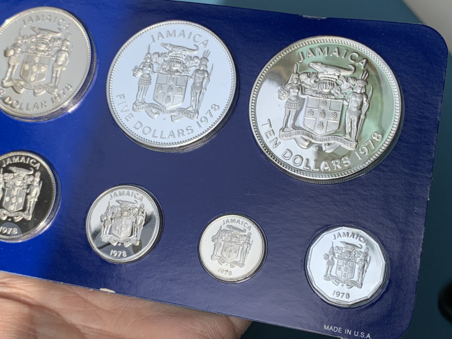 《竞宝斋》第154场-周日，周一，周四 3场 (全场包邮) 牙买加 1978年 九枚套精制币 其中最大两枚都是银币
