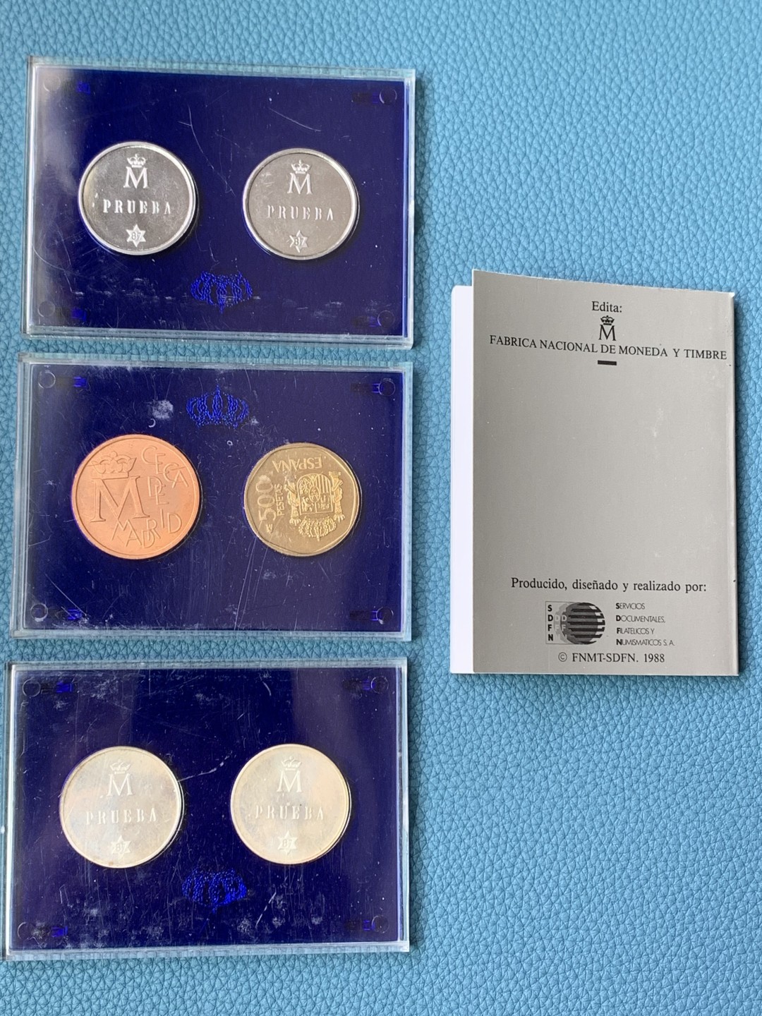 《竞宝斋》第154场-周日，周一，周四 3场 (全场包邮) 西班牙1987年 一组六枚试铸币和章 其中两枚是银制 带证书 原包装很少见