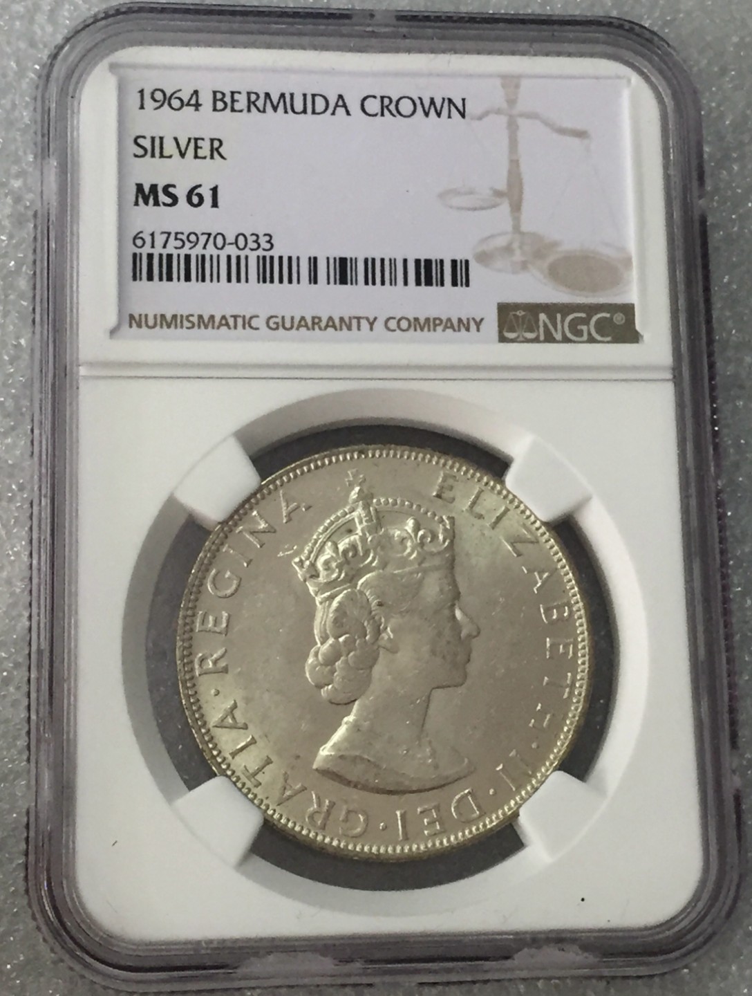 方圆集藏第三期专场 11237-NGC61英属百慕大1964年1克朗银币