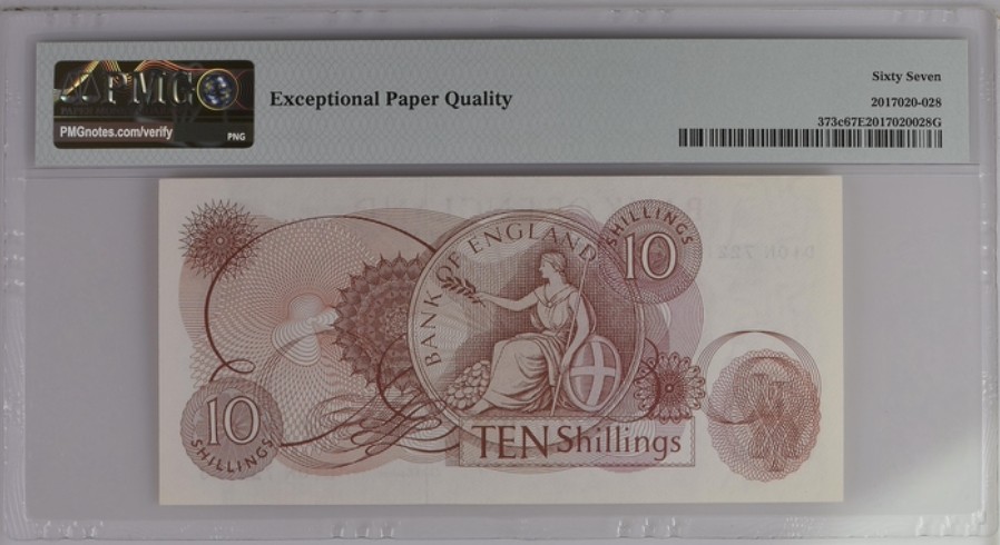 收藏联盟Quantum Auction 第251期拍卖  英国1966-70年10先令 PMG67