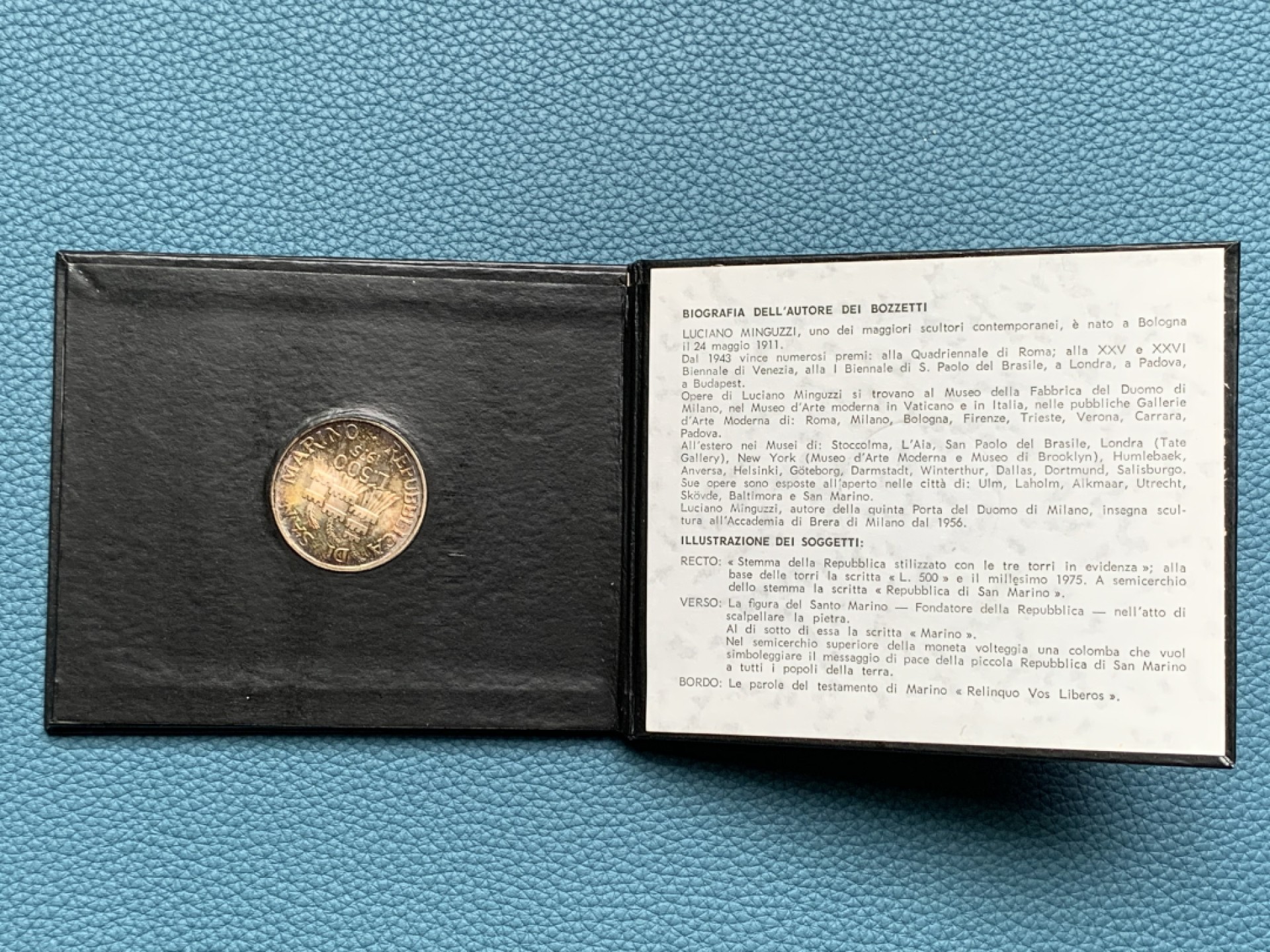 《竞宝斋》第154场-周日，周一，周四 3场 (全场包邮) 圣马力诺1975年 钱币学纪念 500里拉银币 五彩包浆