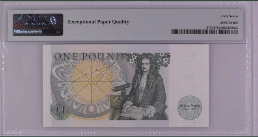 收藏联盟Quantum Auction 第251期拍卖  英国1981-84年1镑 PMG67 物理学家牛顿