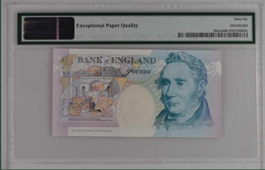 收藏联盟Quantum Auction 第251期拍卖  英国1991-98年5镑 PMG66