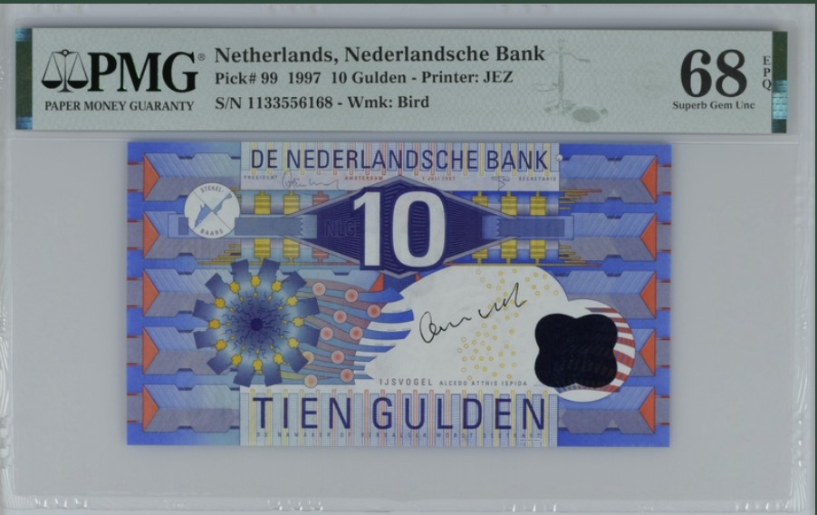 收藏联盟Quantum Auction 第251期拍卖  荷兰1997年10盾 PMG67