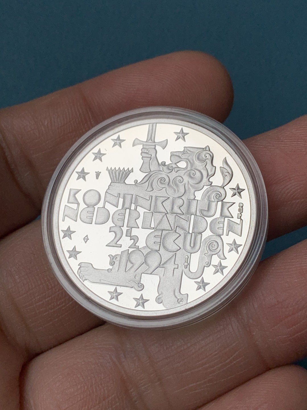 《竞宝斋》第154场-周日，周一，周四 3场 (全场包邮) 荷兰1994年 2 1/2ECU大银币 红盒子证书