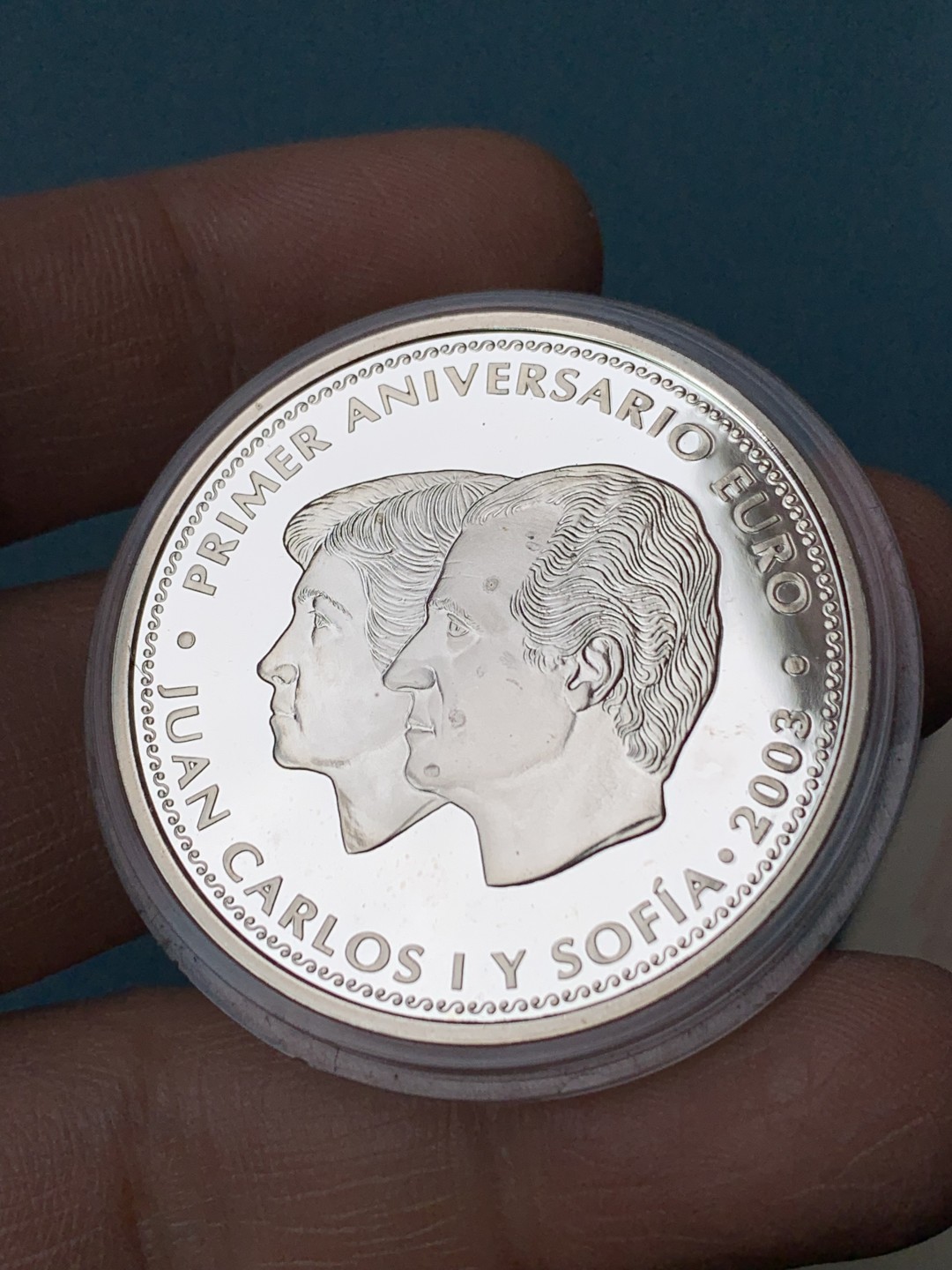 《竞宝斋》第154场-周日，周一，周四 3场 (全场包邮) 西班牙2003年 骑牛10欧元 精制大银币 27克 925银 少见系列