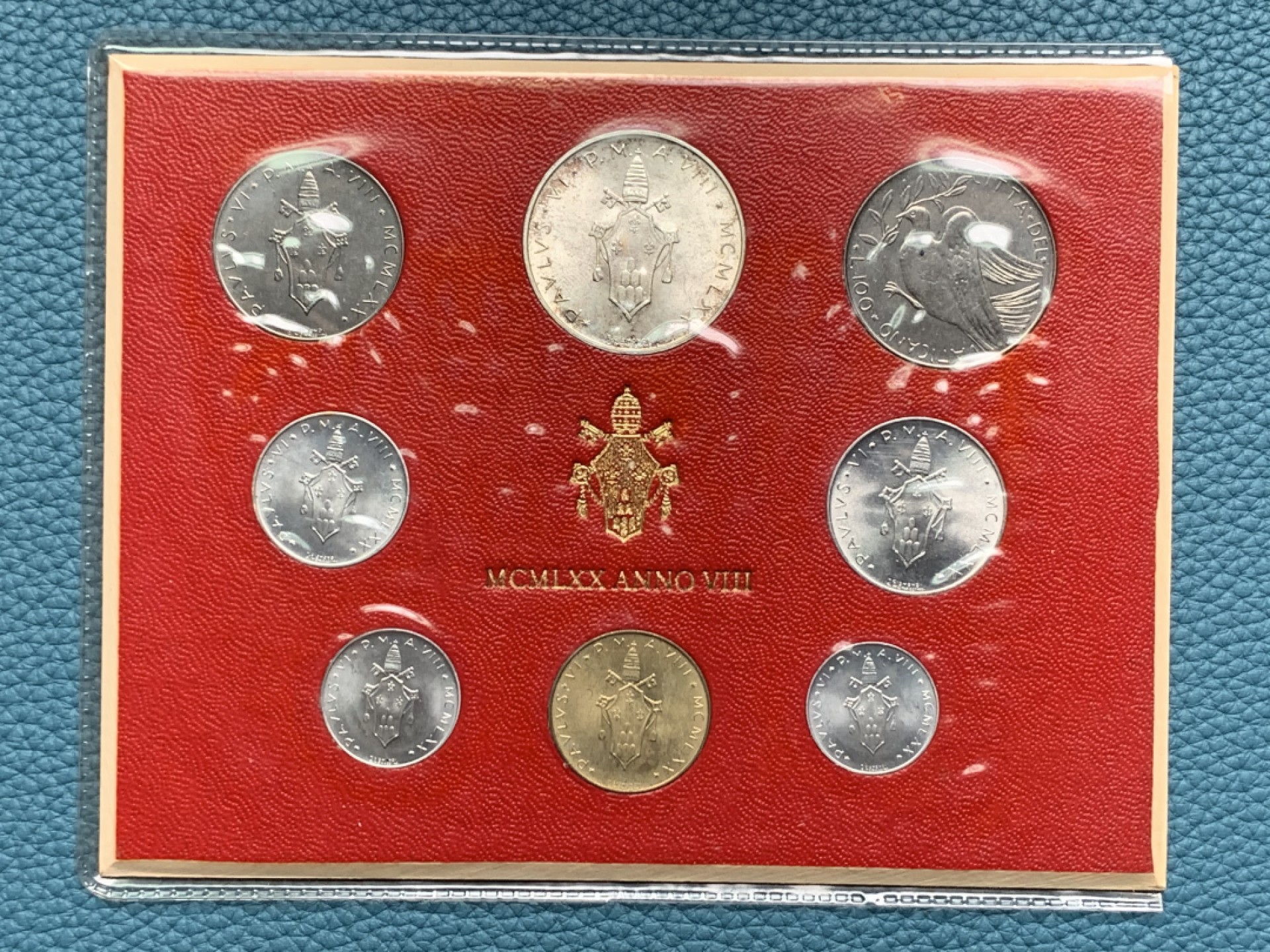 《竞宝斋》第154场-周日，周一，周四 3场 (全场包邮) 梵蒂冈1970年 八枚套 其中最大500里拉是银币