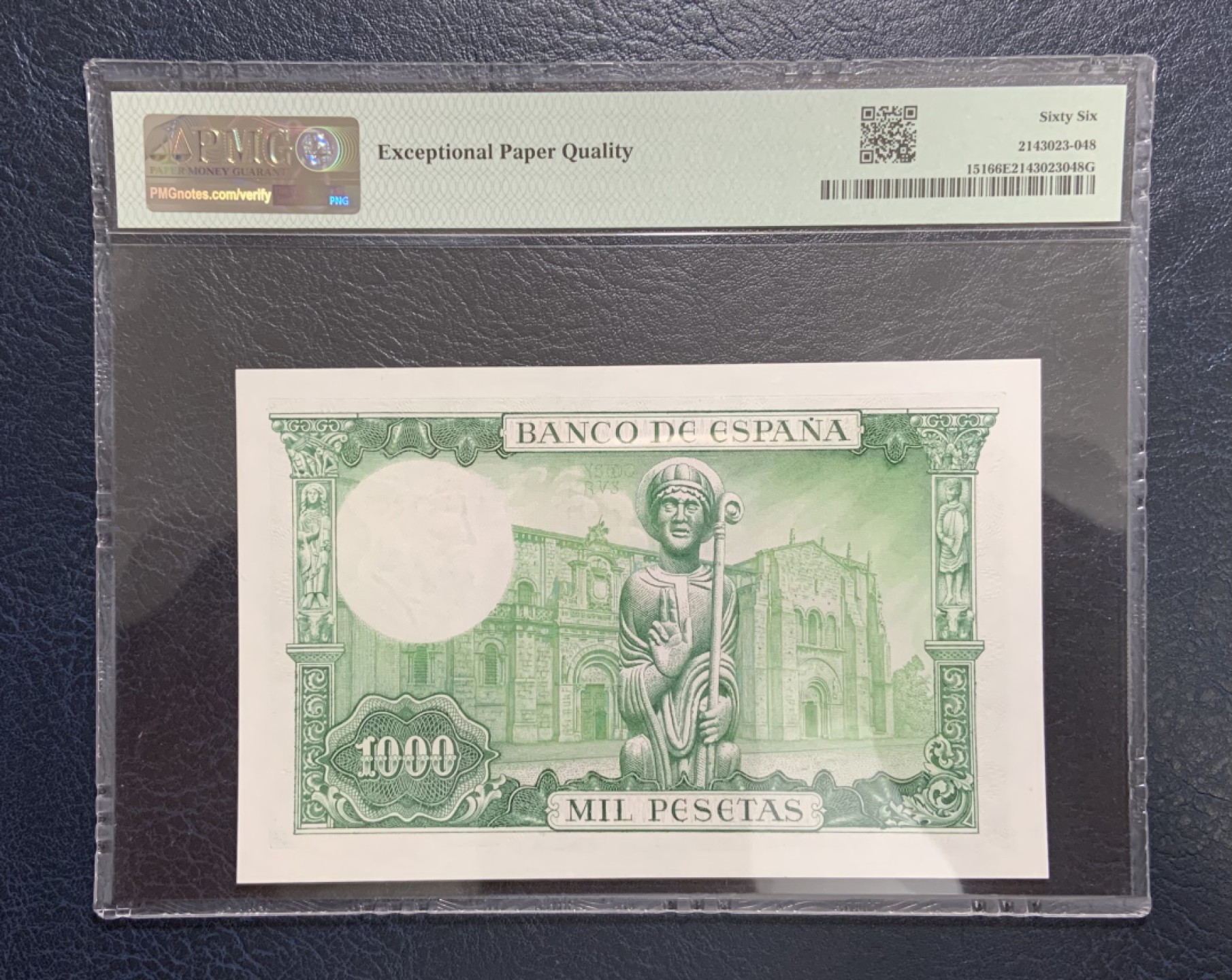 收藏联盟Quantum Auction 第250期拍卖  西班牙1965年1000比塞塔 PMG66 大主教伊斯多罗