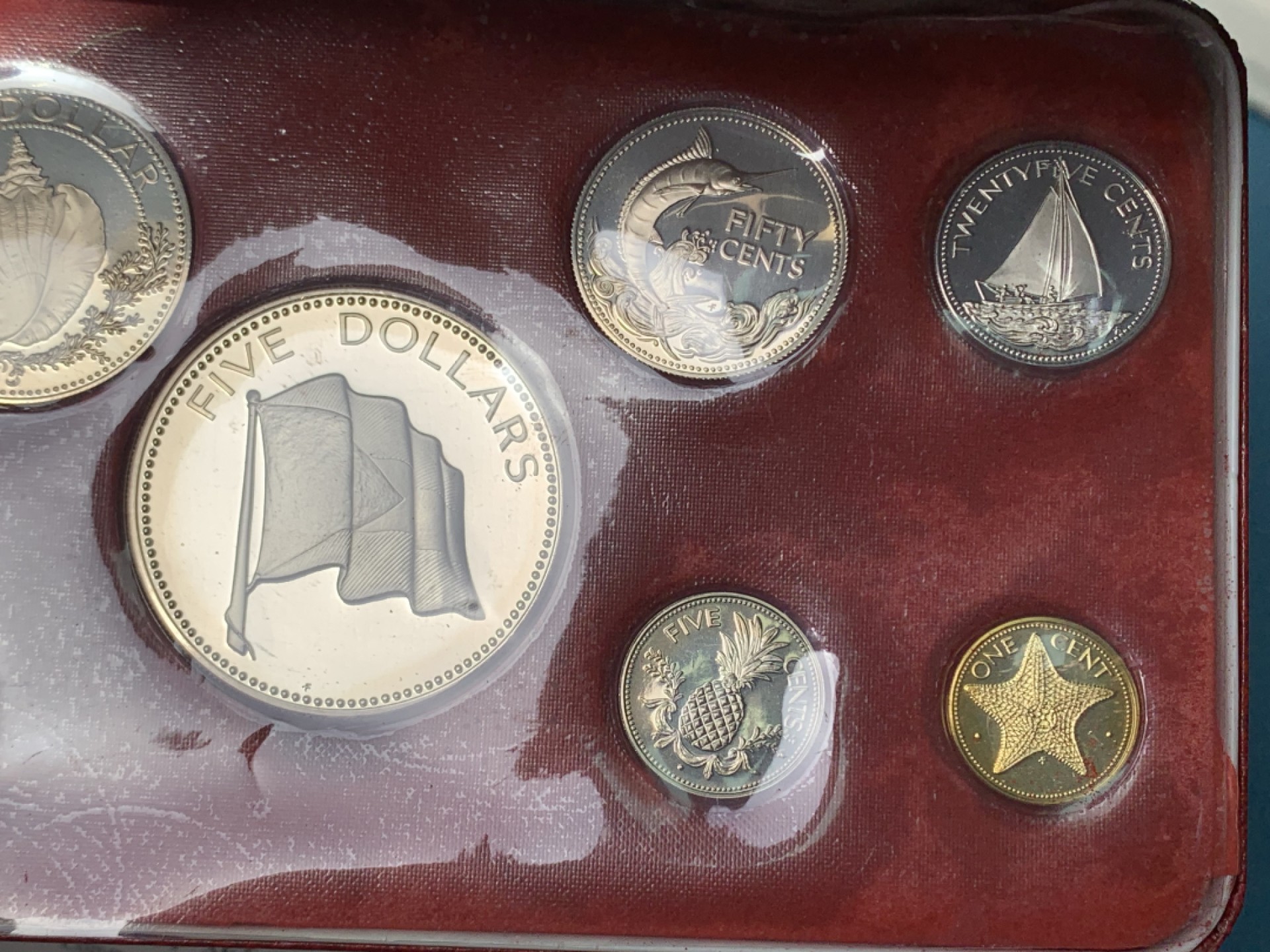 《竞宝斋》第154场-周日，周一，周四 3场 (全场包邮) 巴哈马1974年 九枚套精制币 其中 50分/1/2/5元都是银币 