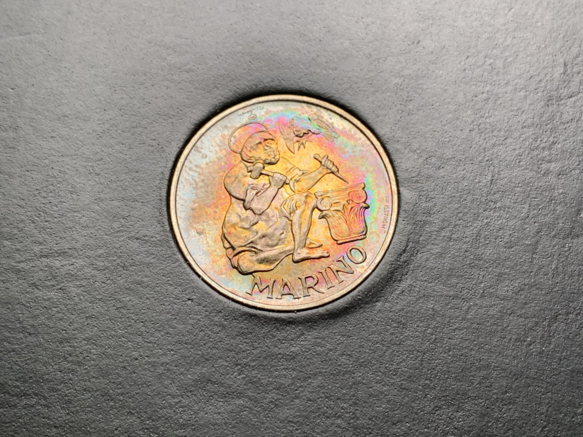 《竞宝斋》第154场-周日，周一，周四 3场 (全场包邮) 圣马力诺1975年 钱币学纪念 500里拉银币 五彩包浆