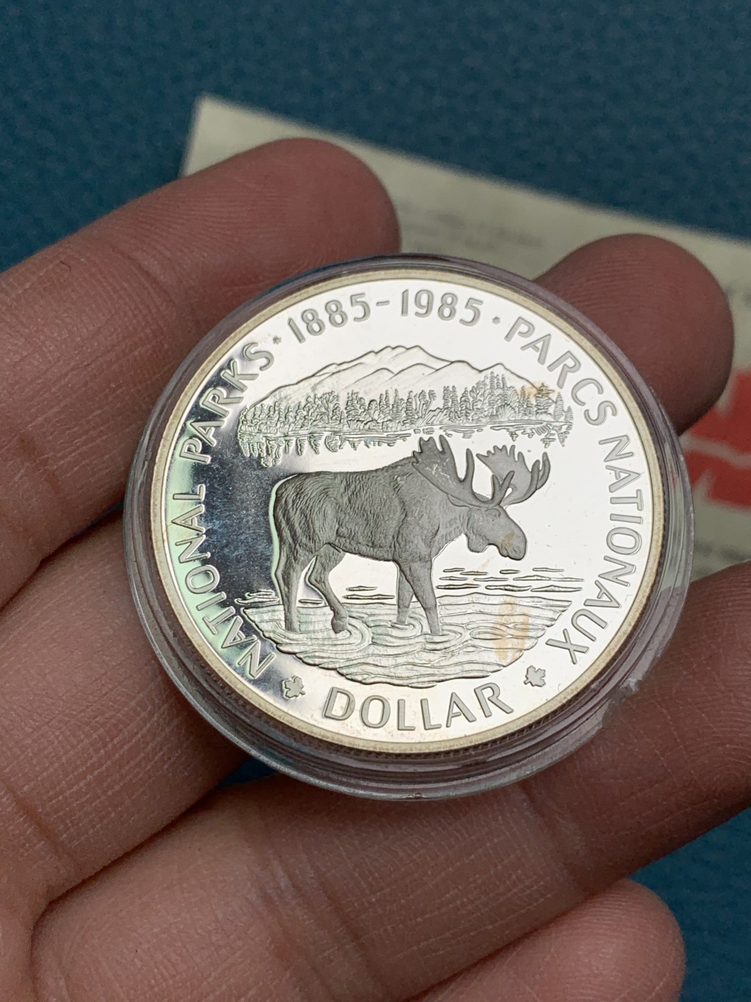 《竞宝斋》第154场-周日，周一，周四 3场 (全场包邮) 加拿大1985年 麋鹿一元 精制大银币