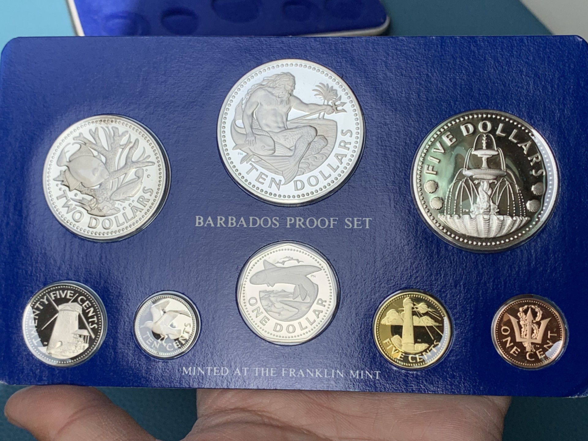 《竞宝斋》第154场-周日，周一，周四 3场 (全场包邮) 巴巴多斯 1975年 八枚套精制币 其中两枚大的都是银币