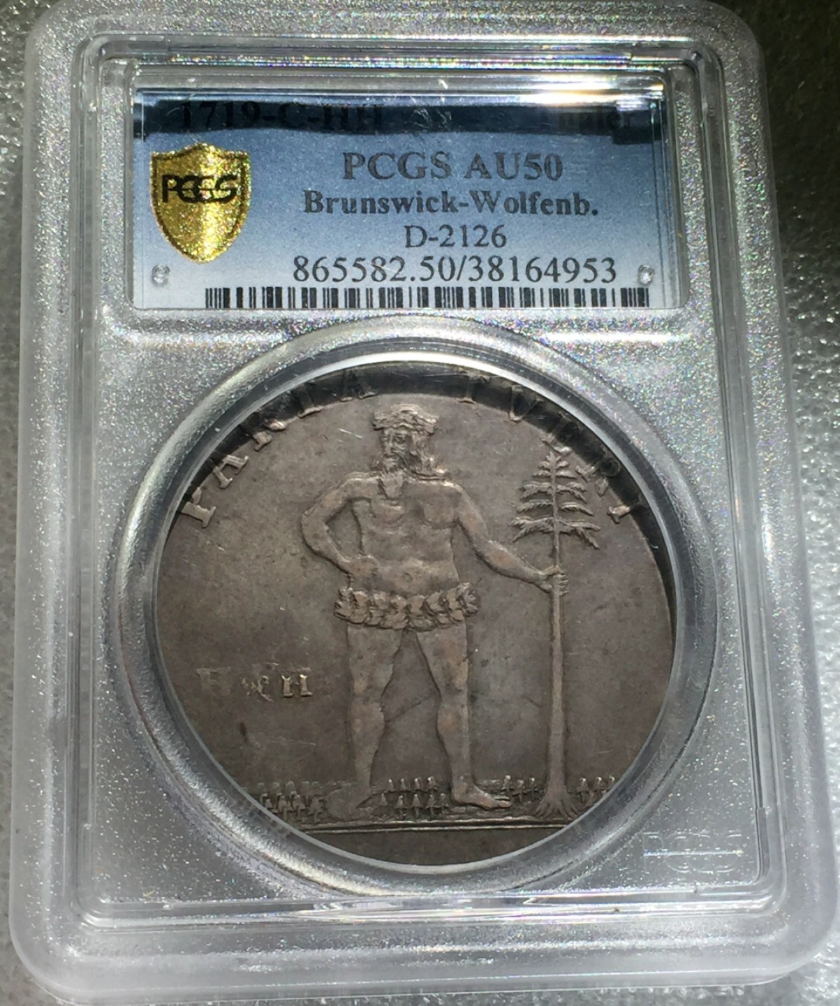 方圆集藏第三期专场 11241-PCGS50分 德国1719年 布伦瑞克 野人泰勒大银币