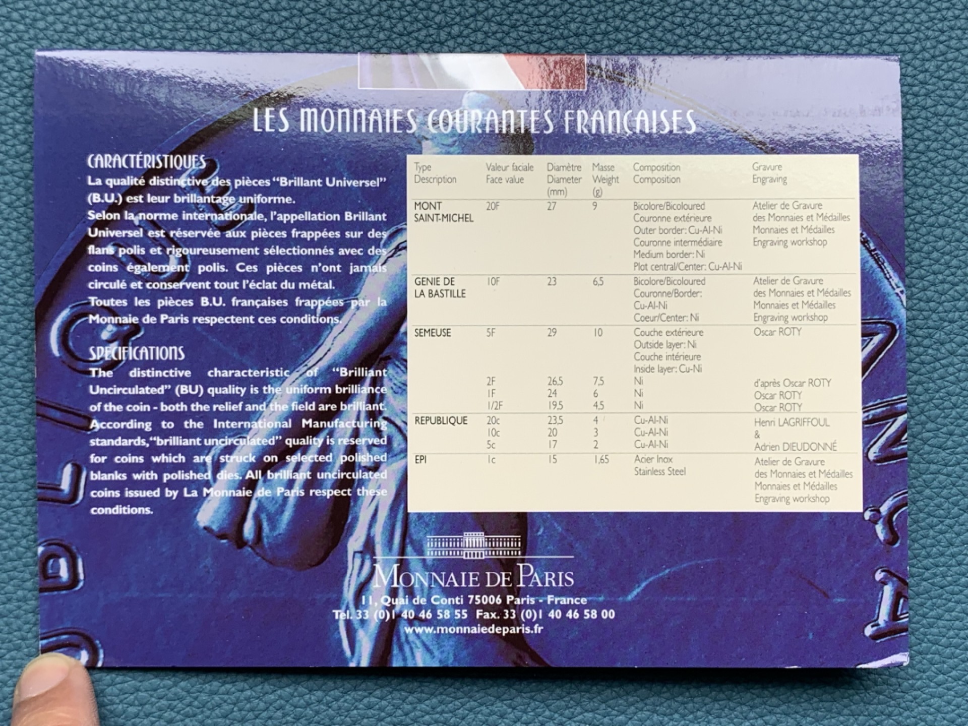 《竞宝斋》第154场-周日，周一，周四 3场 (全场包邮) 法国2000年 十枚套 不同面值 原厂封装