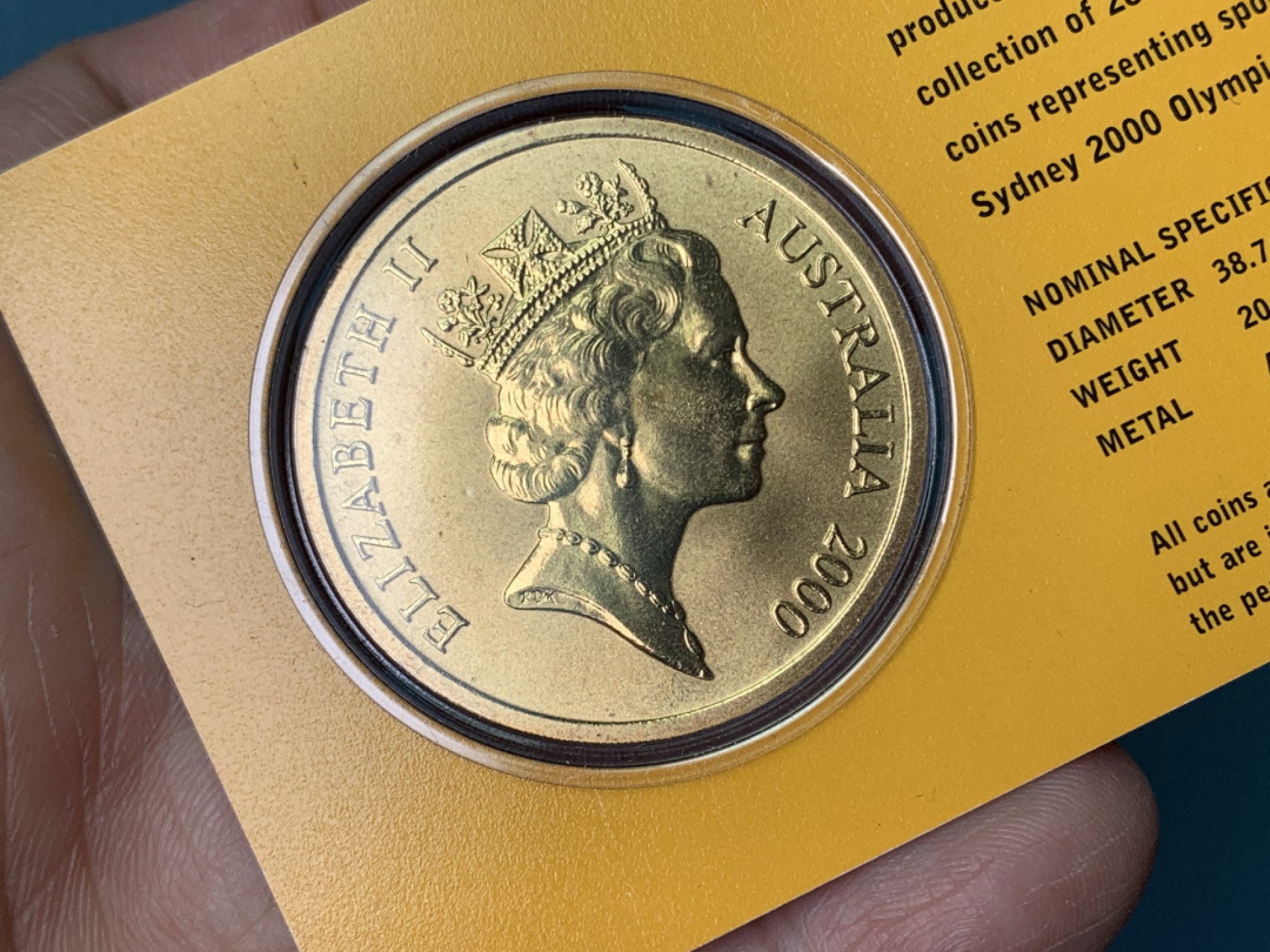 《竞宝斋》第154场-周日，周一，周四 3场 (全场包邮) 澳大利亚2000年 悉尼奥运5元 大铜币 造币厂原装