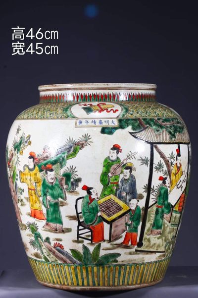 美品.款式“大明嘉靖年制”精工细作满工五彩人物纹卷缸 - 美品.款式“大明嘉靖年制”精工细作满工五彩人物纹卷缸