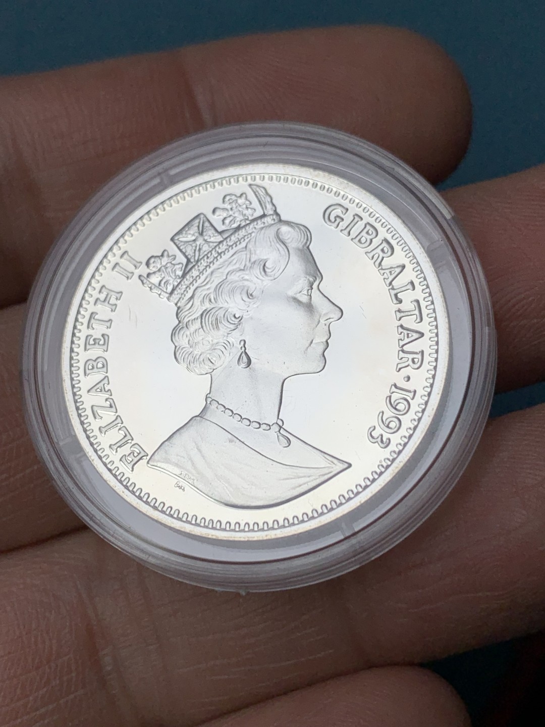 《竞宝斋》第154场-周日，周一，周四 3场 (全场包邮) 直布罗陀1993年 丘吉尔 14ECU银币 少见