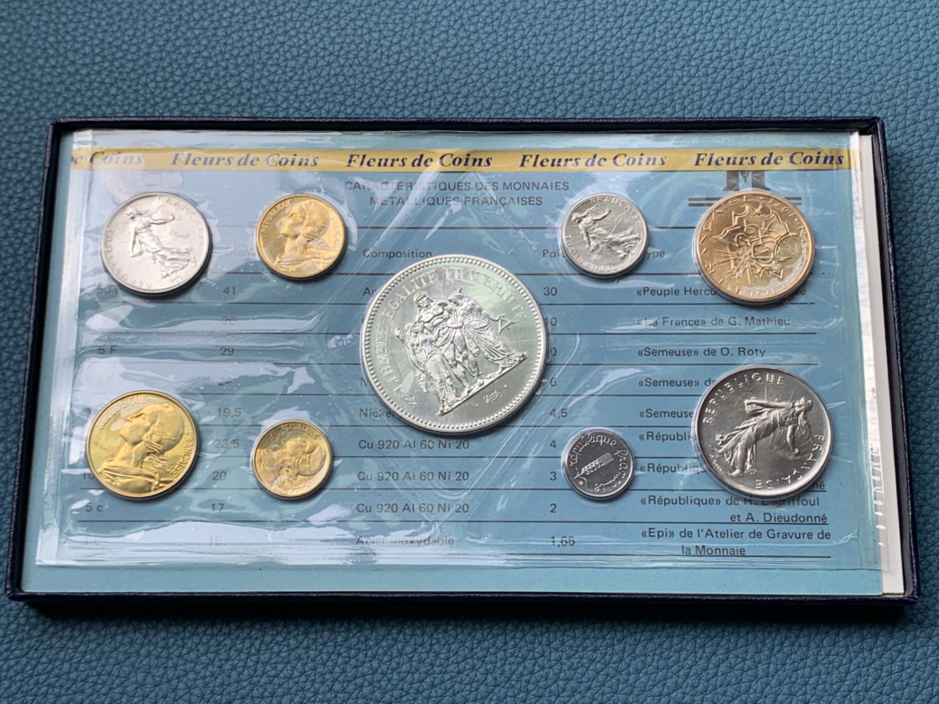 《竞宝斋》第154场-周日，周一，周四 3场 (全场包邮) 法国1978年 九枚套 大力神50法郎套币 造币厂封装状态一流