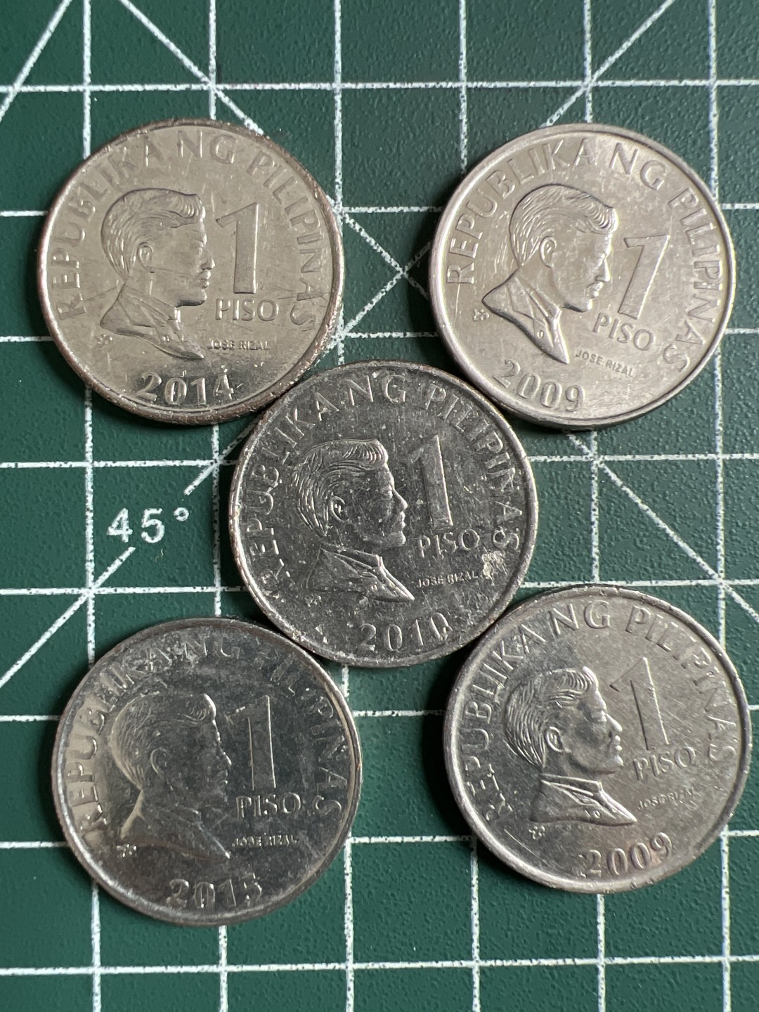 泡泡堂第281期  世界硬币 （无押金，捡漏，全场20包邮，偏远地区除外，接收代拍业务） 菲律宾1比索五个