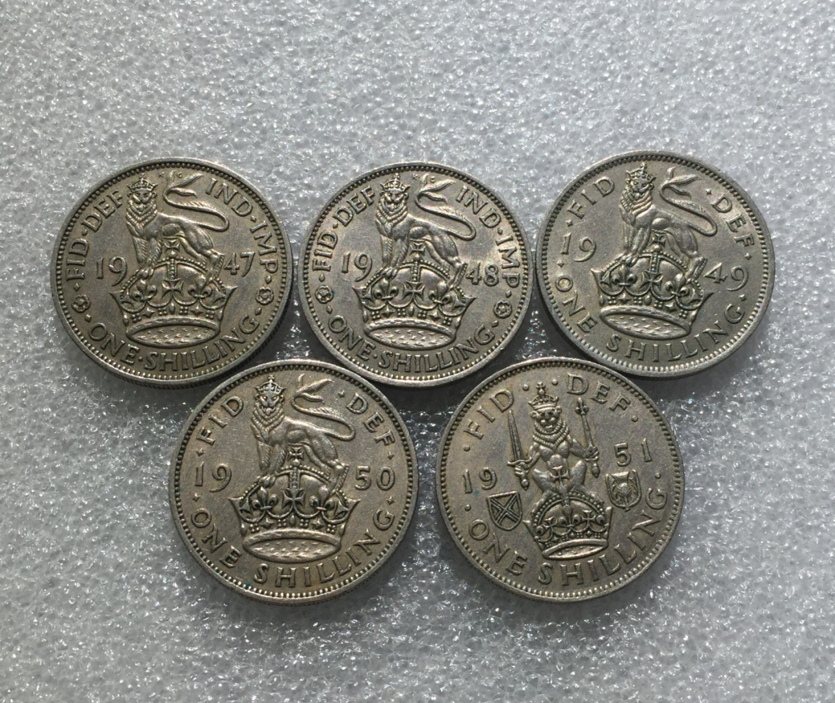 方圆集藏第三期专场 8132-英国1947-1951年乔治六世1先令5枚一组