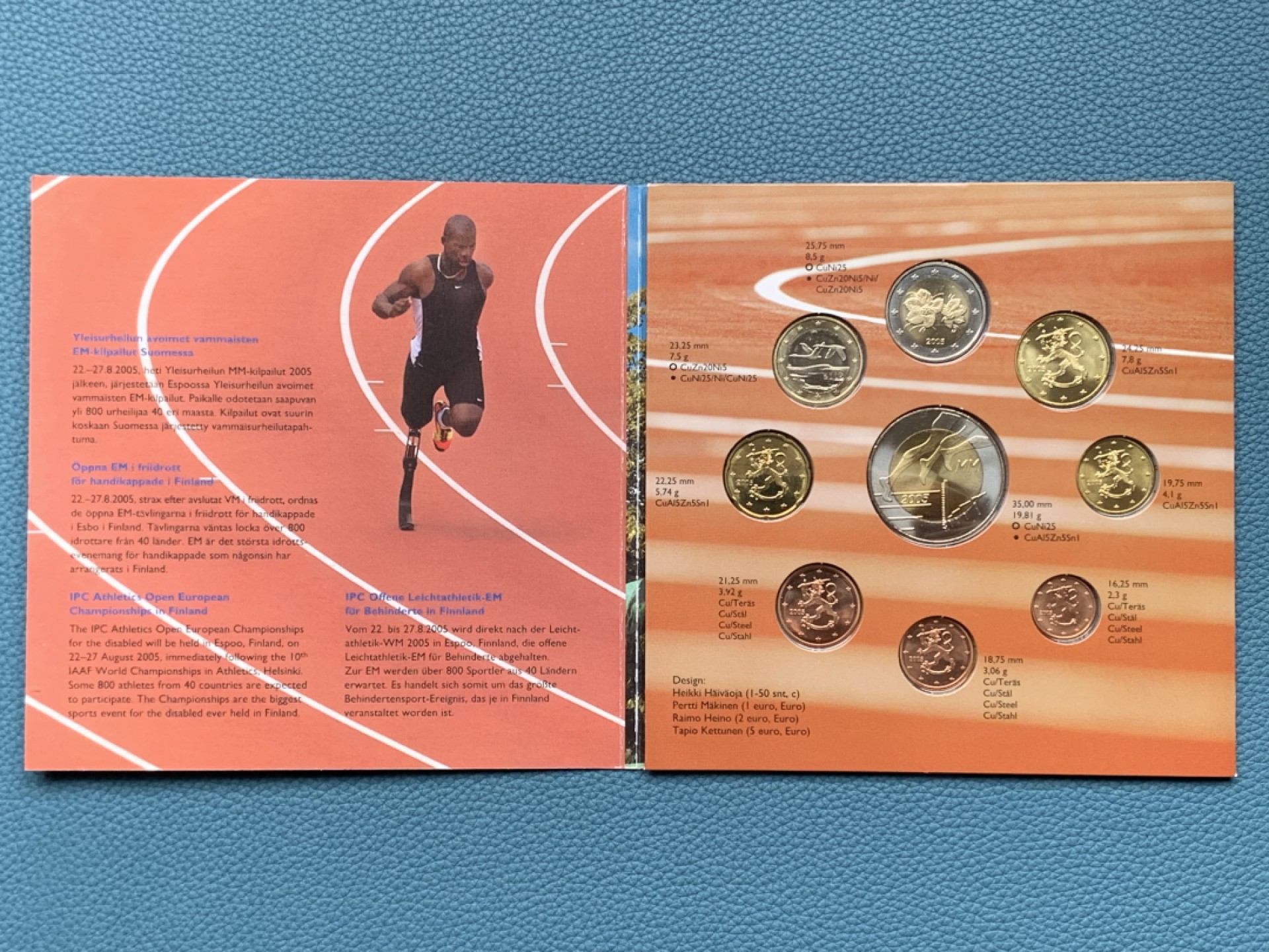 《竞宝斋》第154场-周日，周一，周四 3场 (全场包邮) 芬兰2005年 欧元八枚套 +一枚5欧元双色纪念币 稀少