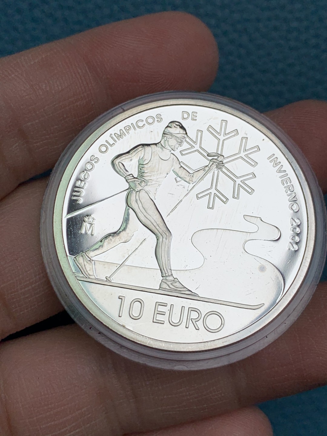 《竞宝斋》第154场-周日，周一，周四 3场 (全场包邮) 西班牙2002年 冬奥纪念 10欧元精制大银币 27克 925银