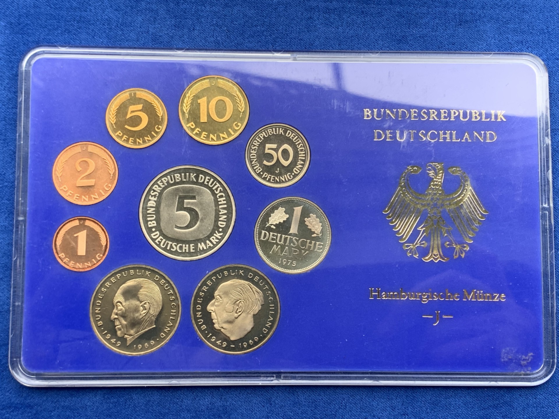 《竞宝斋》第154场-周日，周一，周四 3场 (全场包邮) 德国1975-J年 九枚套 精制币