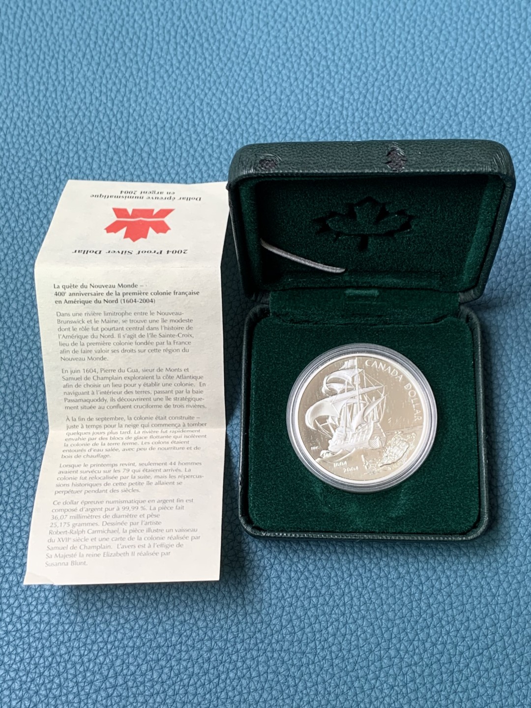 《竞宝斋》第154场-周日，周一，周四 3场 (全场包邮) 原盒证书 加拿大2002年 大帆船1元 精制大银币 纯银 25.175克