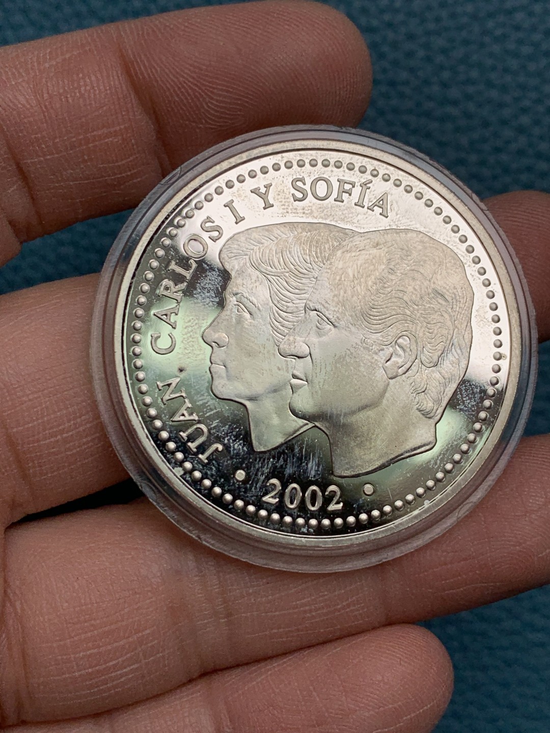 《竞宝斋》第154场-周日，周一，周四 3场 (全场包邮) 西班牙 2002年 吞并梅诺卡岛 10欧元精制大银币 27克 925银