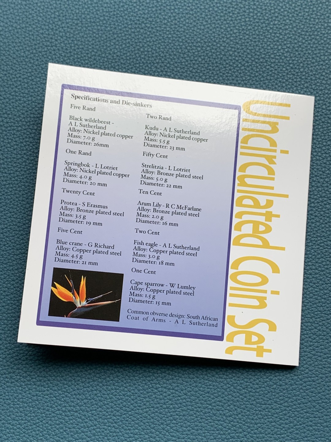 《竞宝斋》第154场-周日，周一，周四 3场 (全场包邮) 南非1999年 九枚套不同面值 BU品 珍稀动植物系列 非常少见的品种