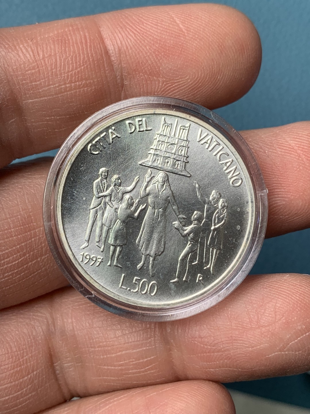 《竞宝斋》第154场-周日，周一，周四 3场 (全场包邮) 梵蒂冈1997年 世界青年日 500里拉 银币 原盒证书 少见品种