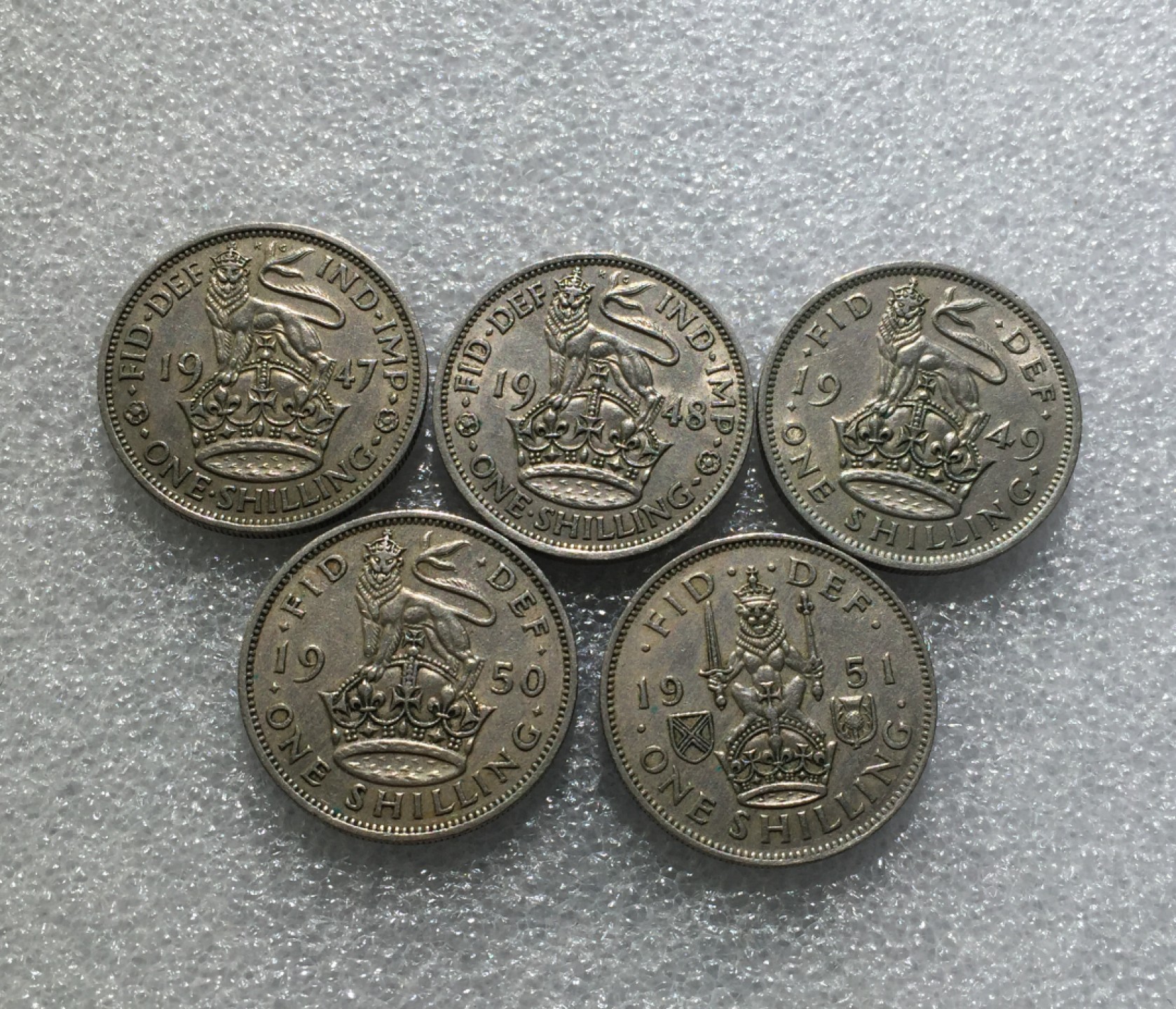 方圆集藏第三期专场 8132-英国1947-1951年乔治六世1先令5枚一组