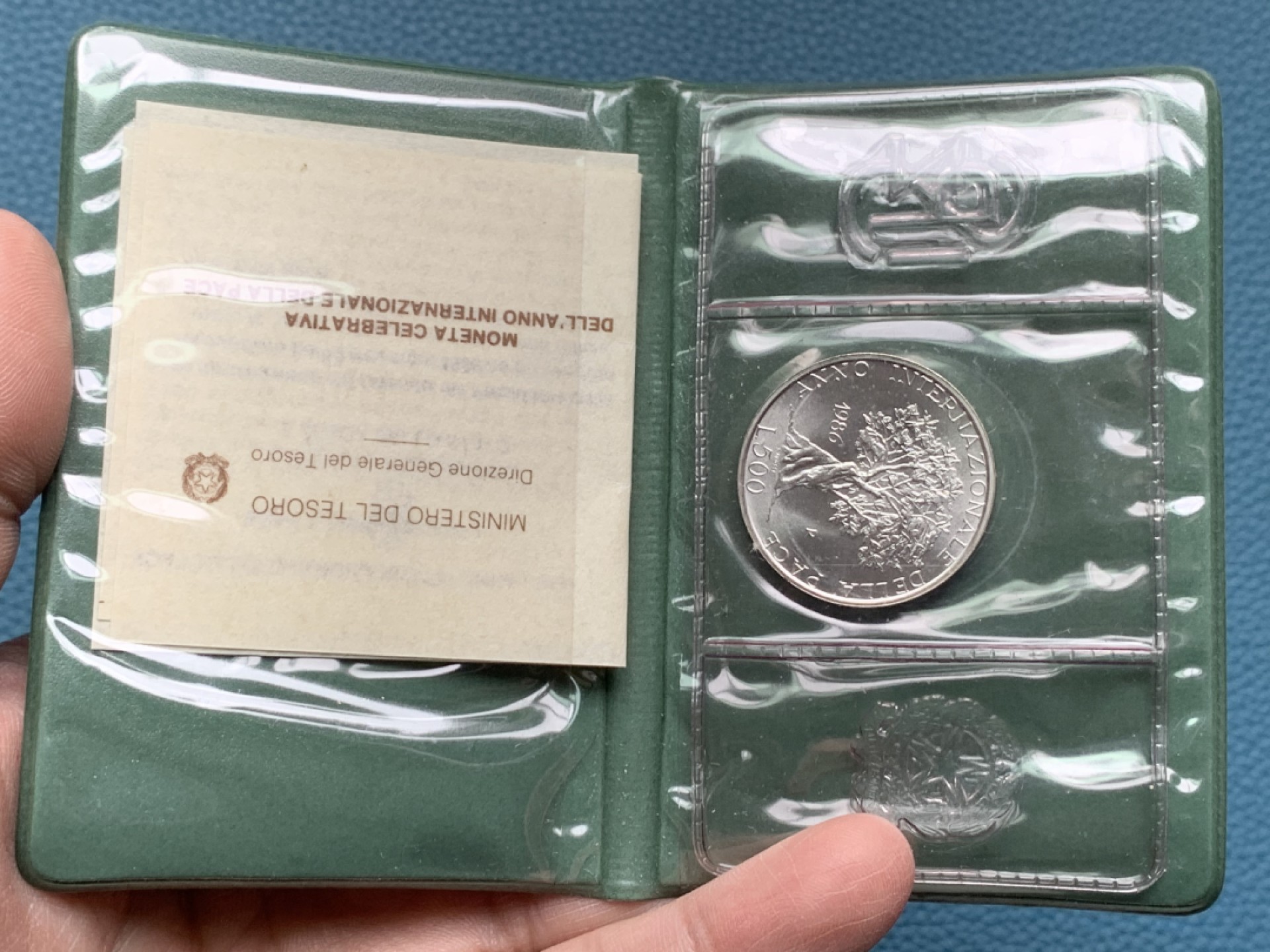 《竞宝斋》第154场-周日，周一，周四 3场 (全场包邮) 意大利1986年 世界和平 500里拉纪念银币 稀少版式