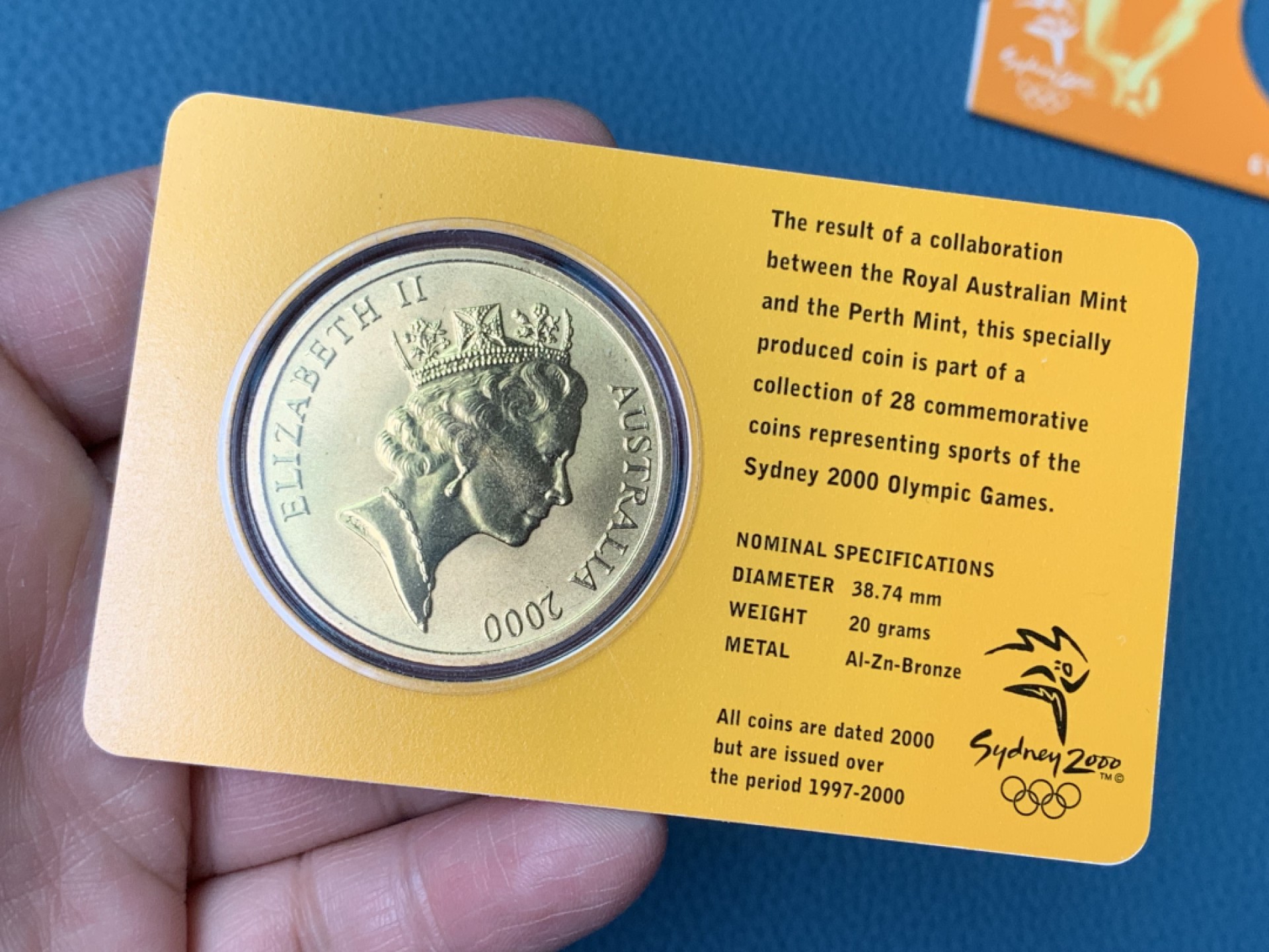 《竞宝斋》第154场-周日，周一，周四 3场 (全场包邮) 澳大利亚2000年 悉尼奥运5元 大铜币 造币厂原装