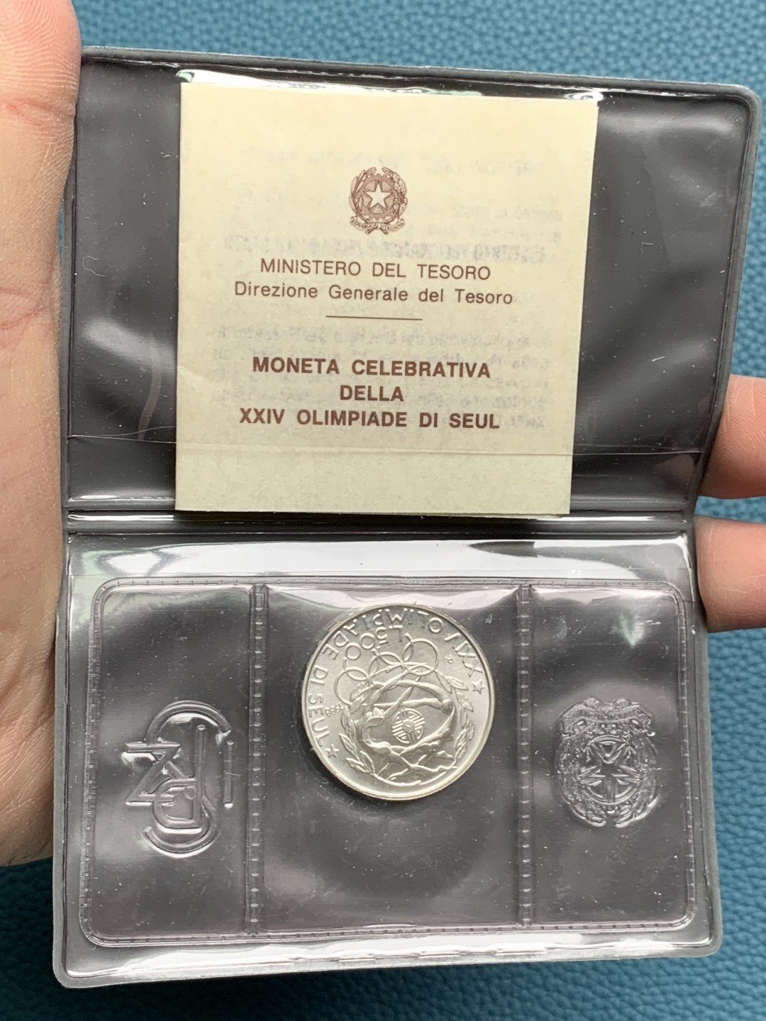 《竞宝斋》第154场-周日，周一，周四 3场 (全场包邮) 意大利1988年 夏季奥运纪念 500里拉银币