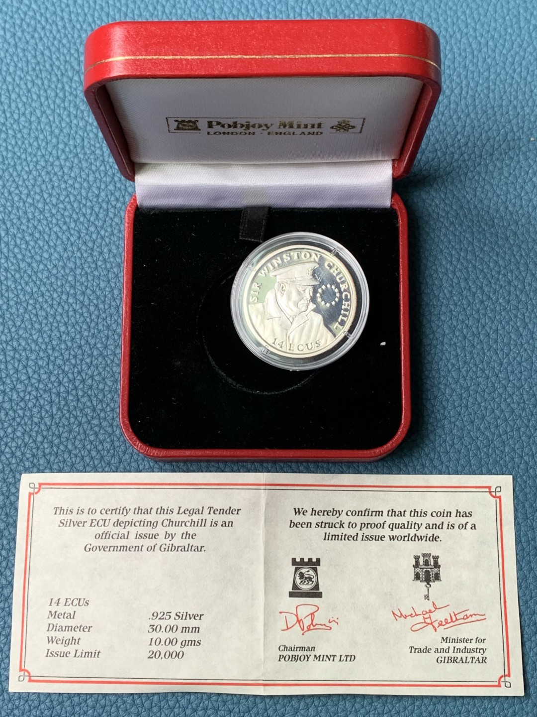 《竞宝斋》第154场-周日，周一，周四 3场 (全场包邮) 直布罗陀1993年 丘吉尔 14ECU银币 少见