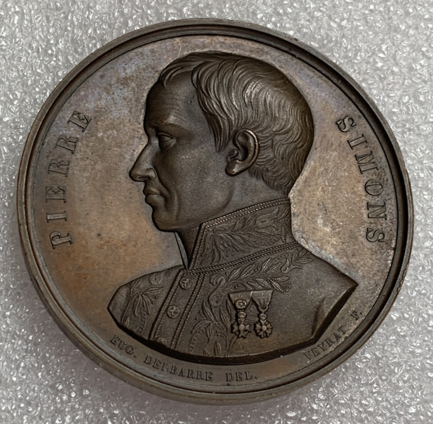 瓶子🏺第87期拍卖会 1843年比利时工程师西蒙斯铜章  直径50mm重量53.6g