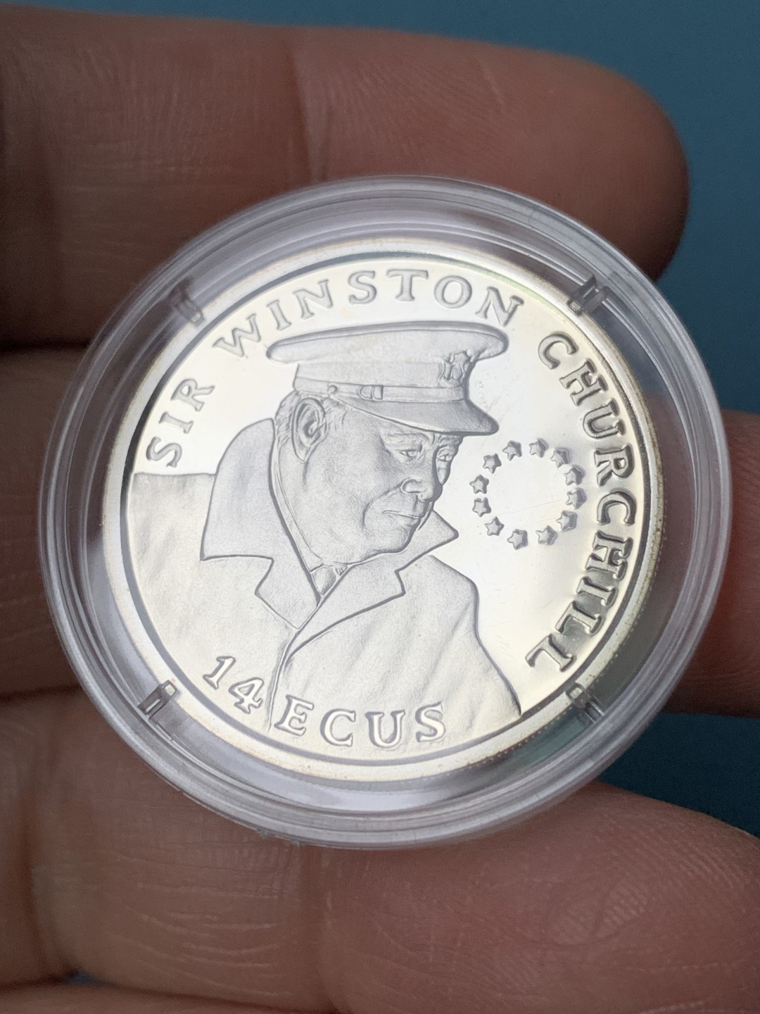 《竞宝斋》第154场-周日，周一，周四 3场 (全场包邮) 直布罗陀1993年 丘吉尔 14ECU银币 少见