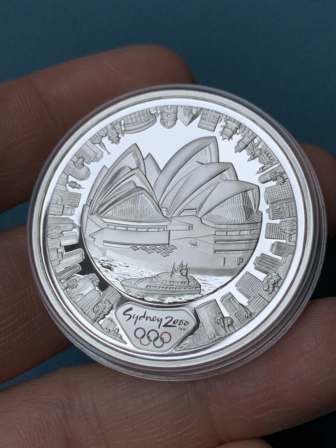 《竞宝斋》第154场-周日，周一，周四 3场 (全场包邮) 澳大利亚2000年 悉尼剧院 5元精制大银币 原盒证书