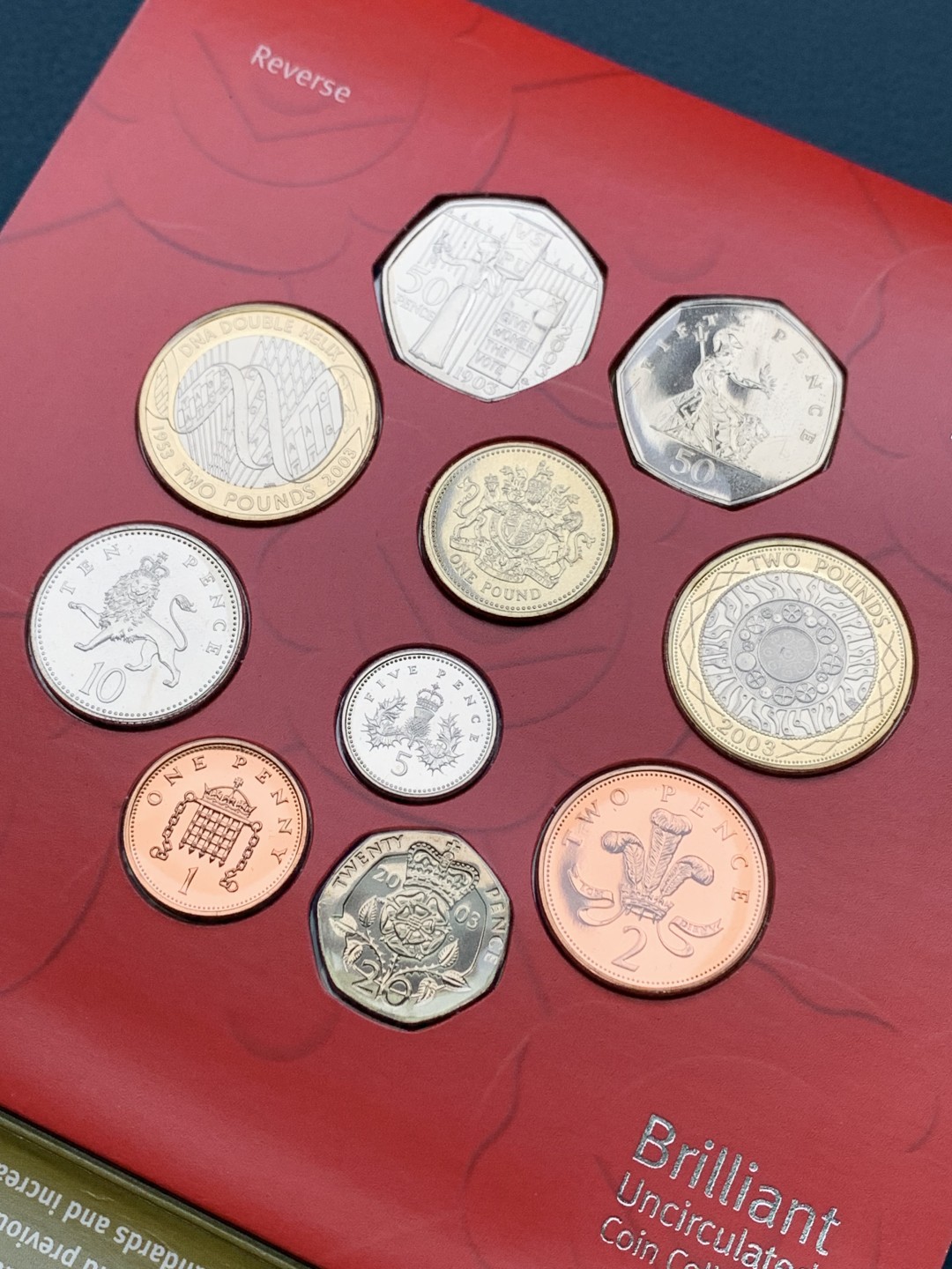 《竞宝斋》第154场-周日，周一，周四 3场 (全场包邮) 英国2003年  十枚套 两枚最大的时候2镑 稀少年份