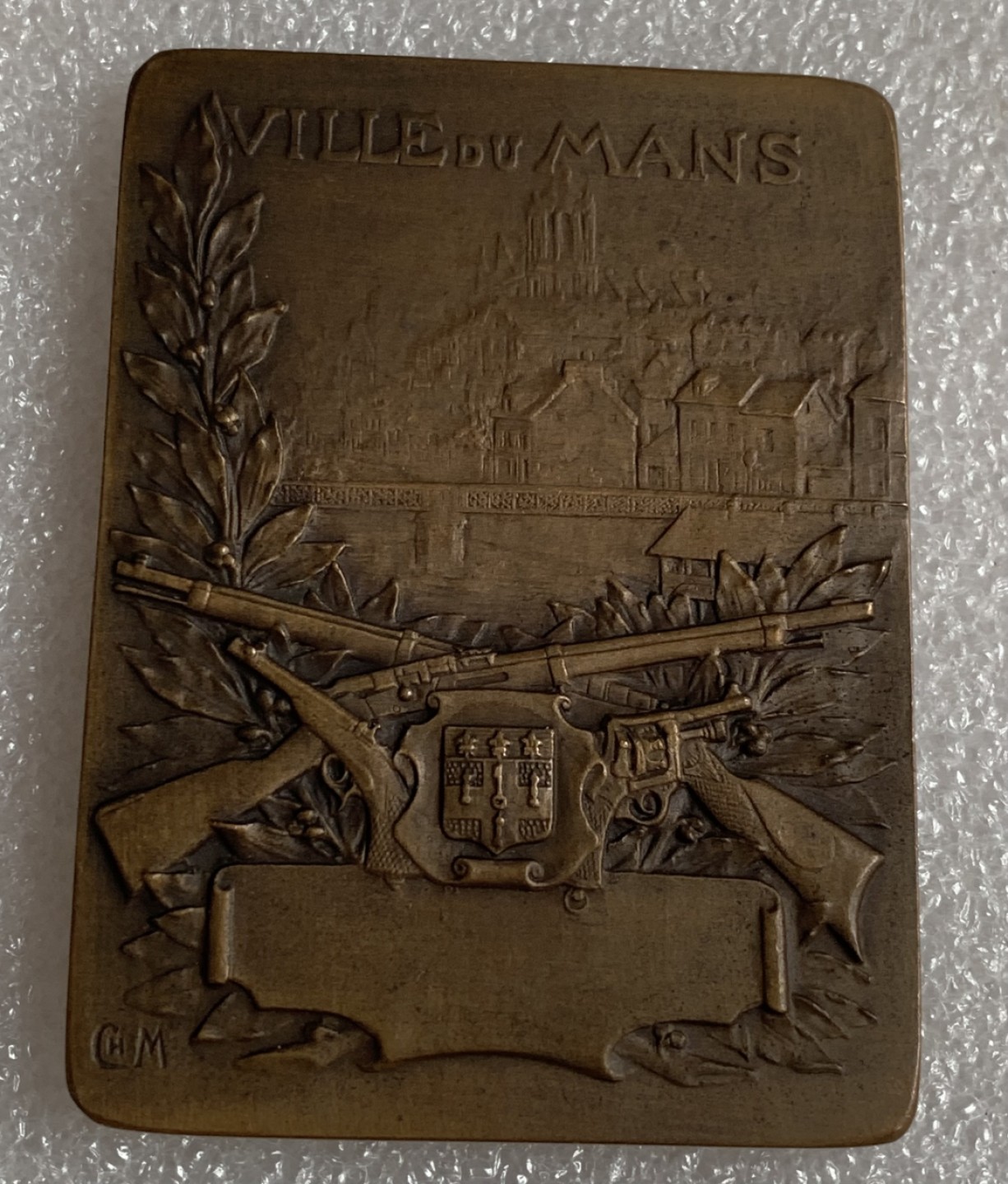 瓶子🏺第87期拍卖会 1909年法国射击比赛矩形铜章  尺寸45*60mm重量81.1g