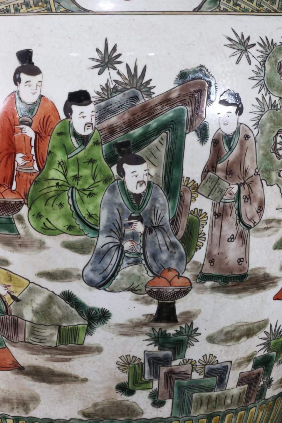 美品.款式“大明嘉靖年制”精工细作满工五彩人物纹卷缸