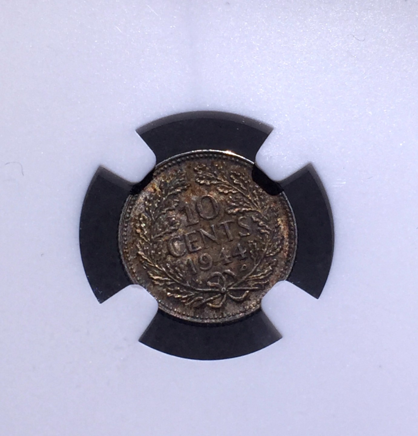 方圆集藏第三期专场 10048-NGC62荷兰1944年威廉明娜女王10分银币
