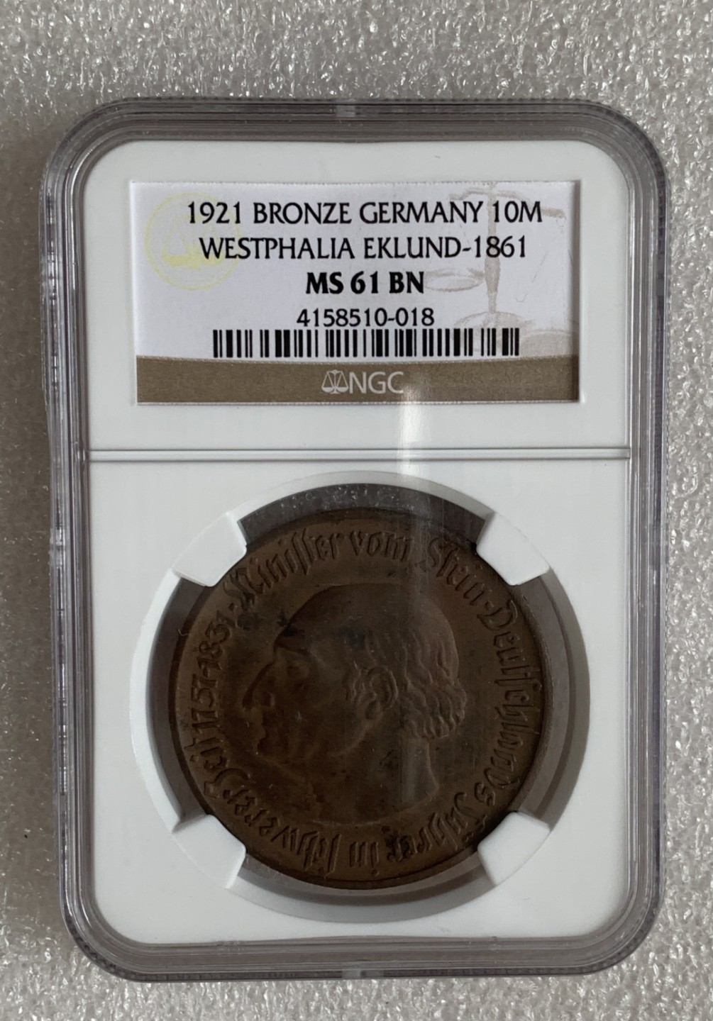 瓶子🏺第87期拍卖会 1921年德国德紧时期10马克（MS61BN）