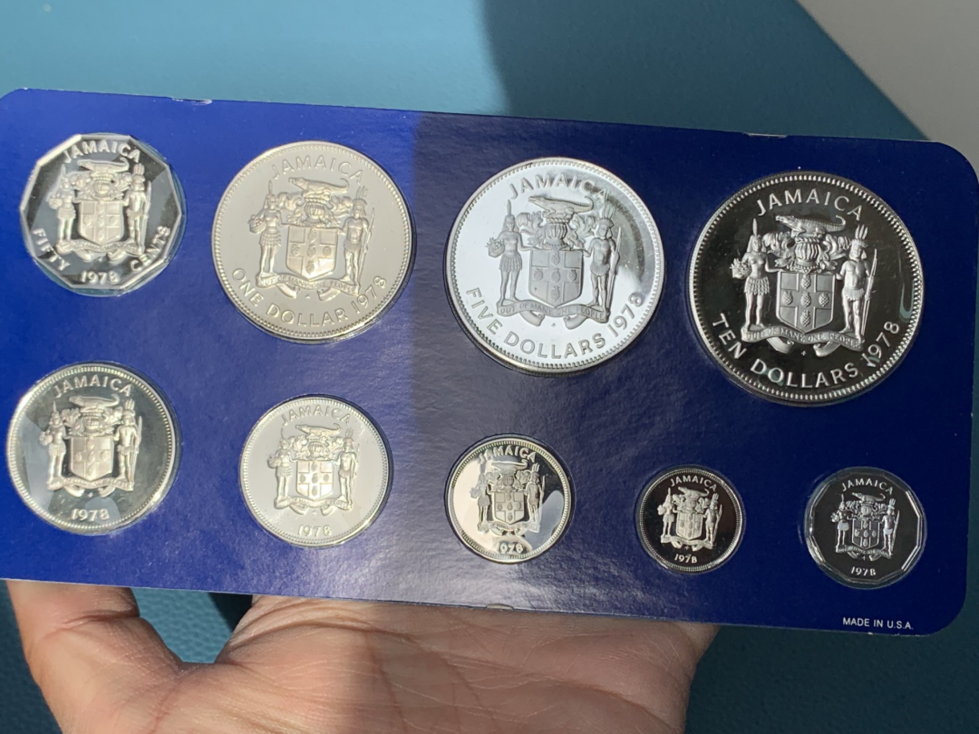 《竞宝斋》第154场-周日，周一，周四 3场 (全场包邮) 牙买加 1978年 九枚套精制币 其中最大两枚都是银币